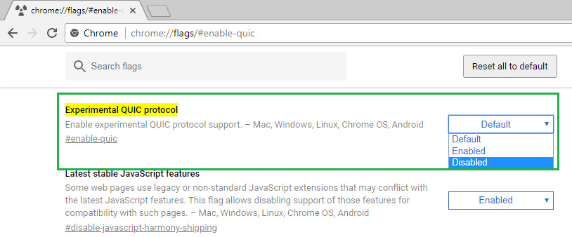 disable QUIC protocol