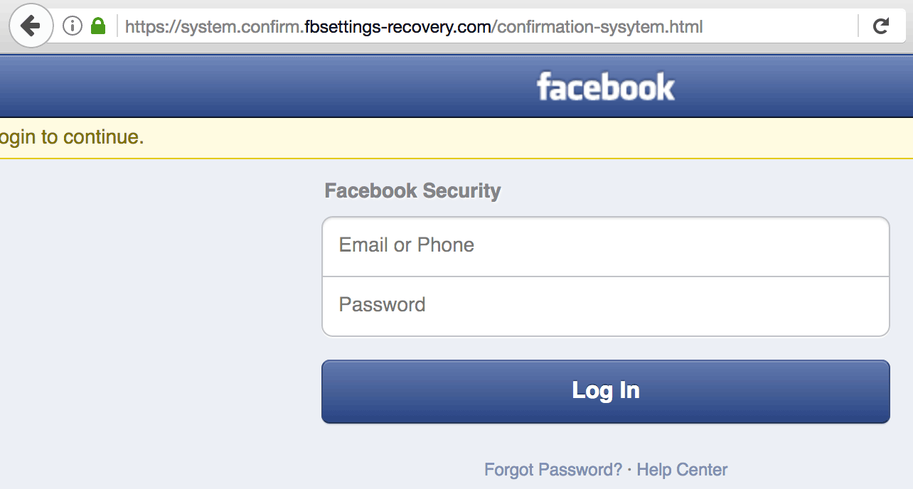 Facebook Phishing Page Link