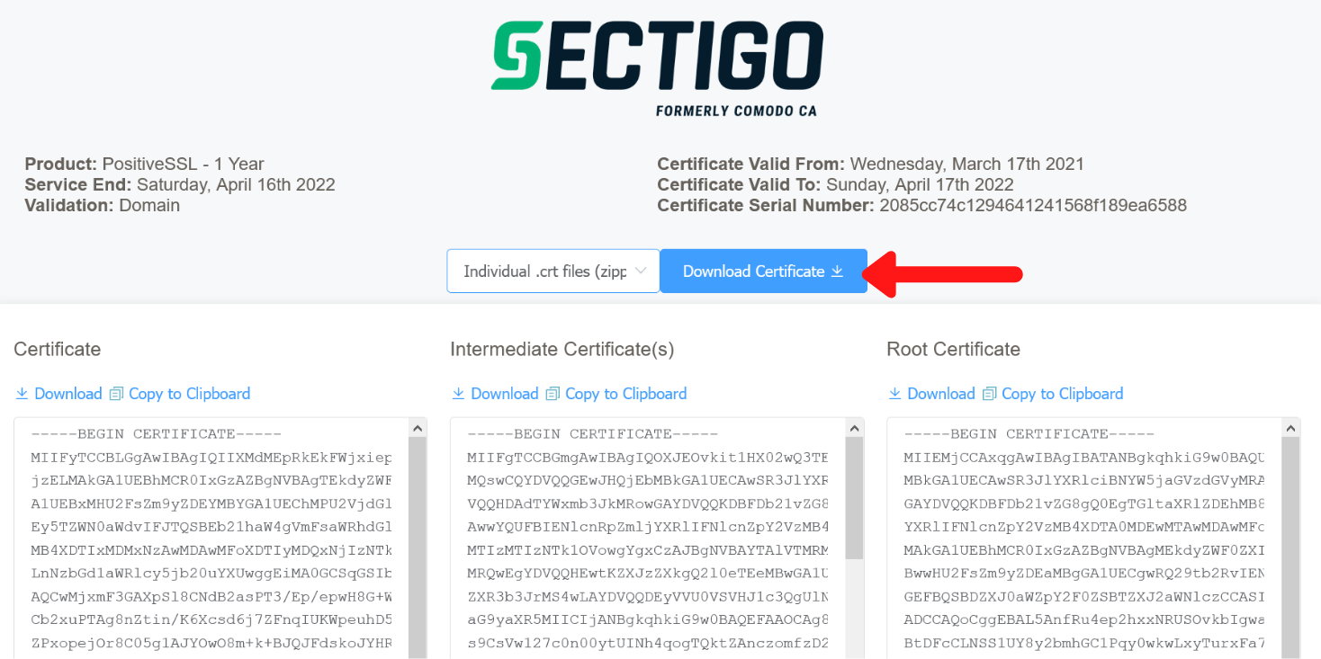 download ssl certificate as zip