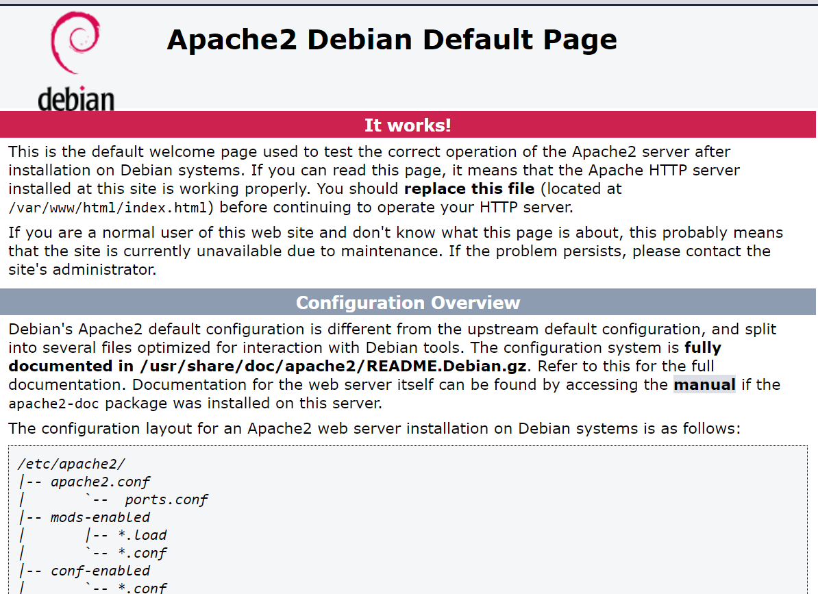 Apache2 debian default page что это