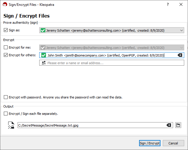 encrypt a file gpg suite