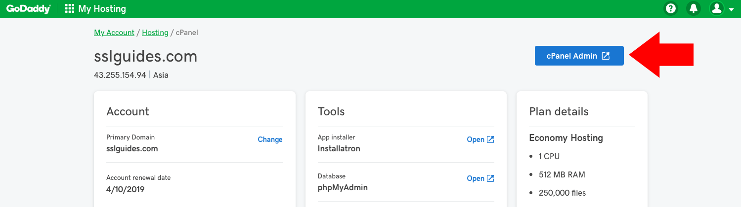 cPanel Admin Godaddy