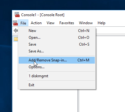MMC Menu Add/Remove Snap-in