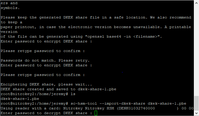 NitroKey HSM sc-hsm-tool import