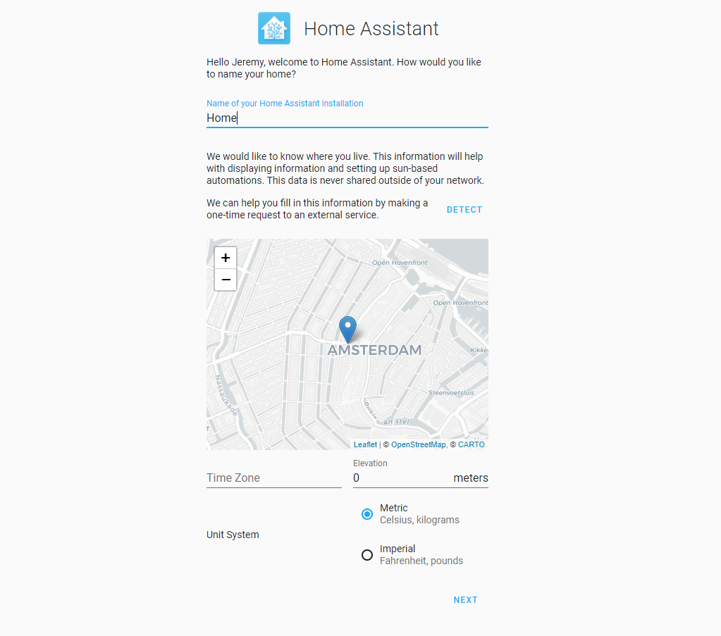 setup home assistant