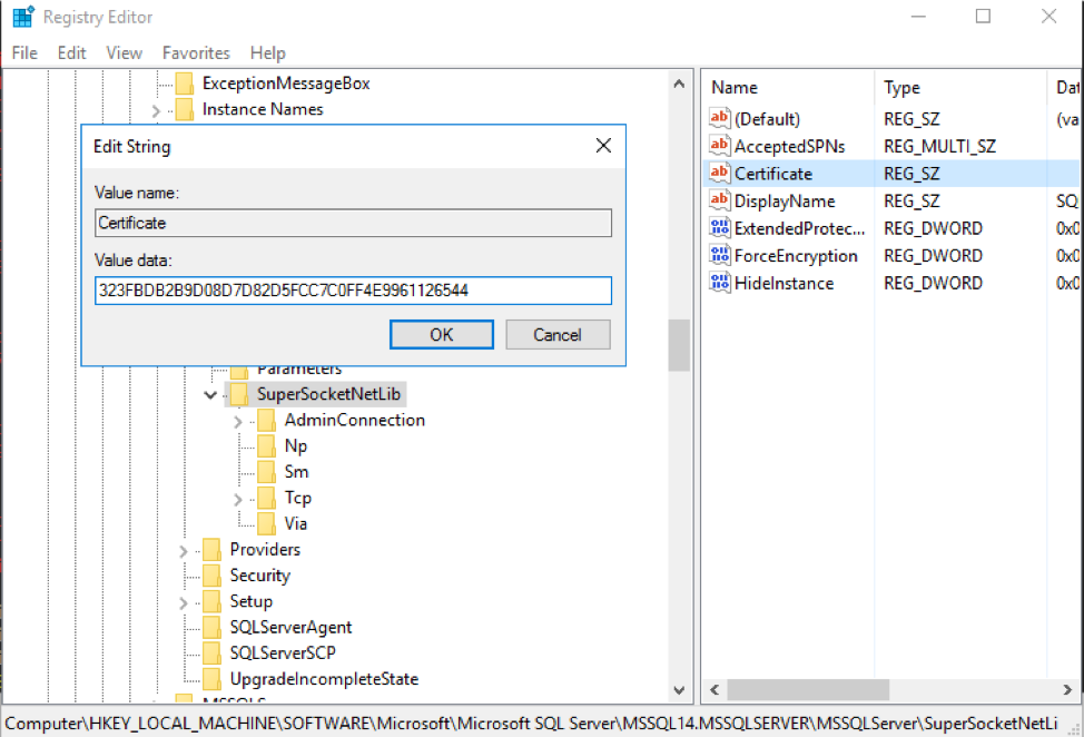 thumbprint registry location