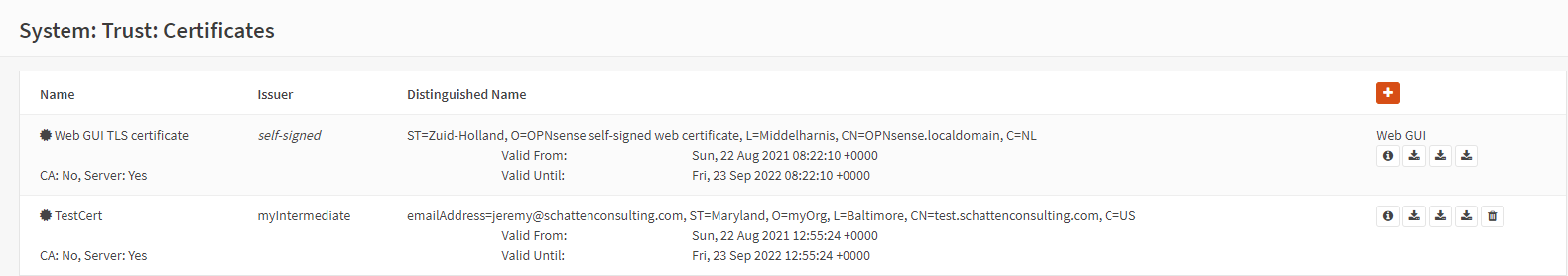 OPNSense Sign Certificate Request